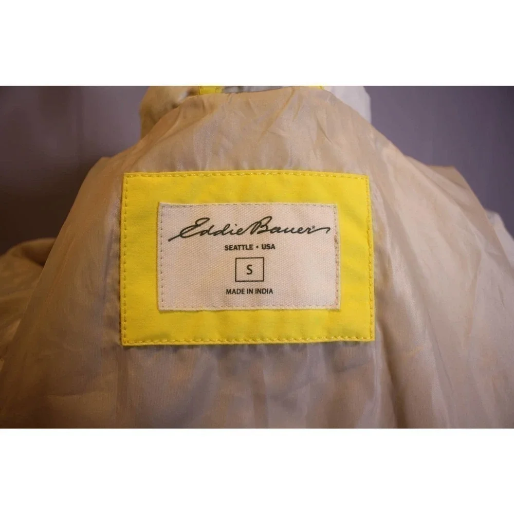 Eddie Bauer Mid Length Trench Coat Beige Yellow Short Trench Button Up S…
